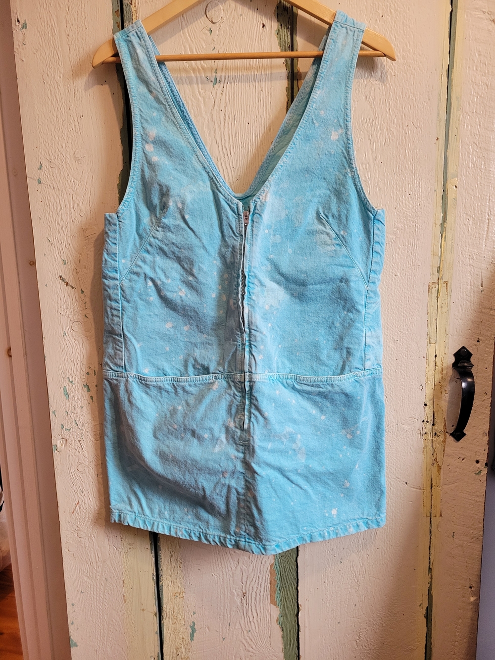 Bimba Y Lola Light Blue Sleeveless Zip-Front Denim Jumper Dress